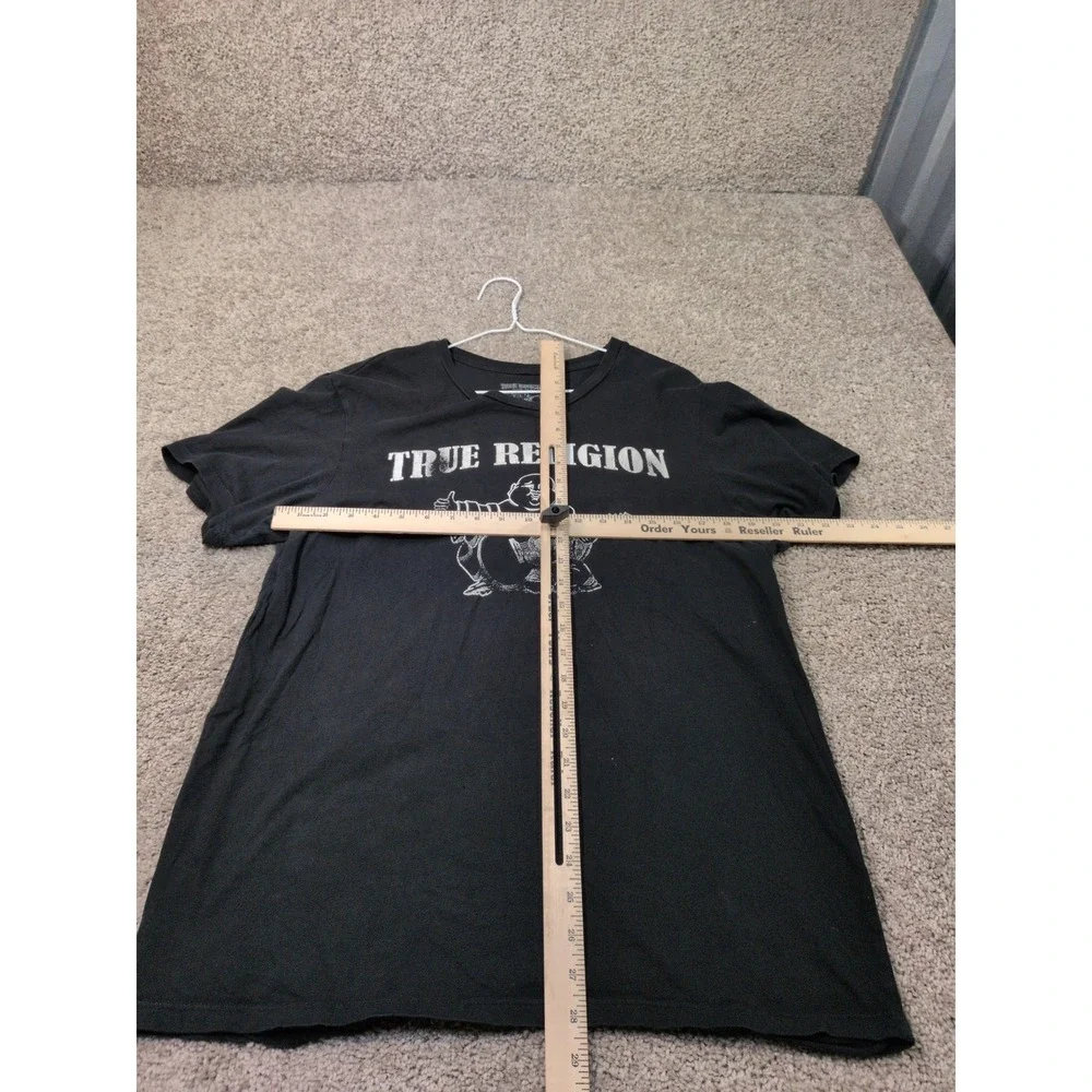 True Religion Mens XL Black Buddha‎ World Tour Horseshoe Graphic T-Shirt Cotton